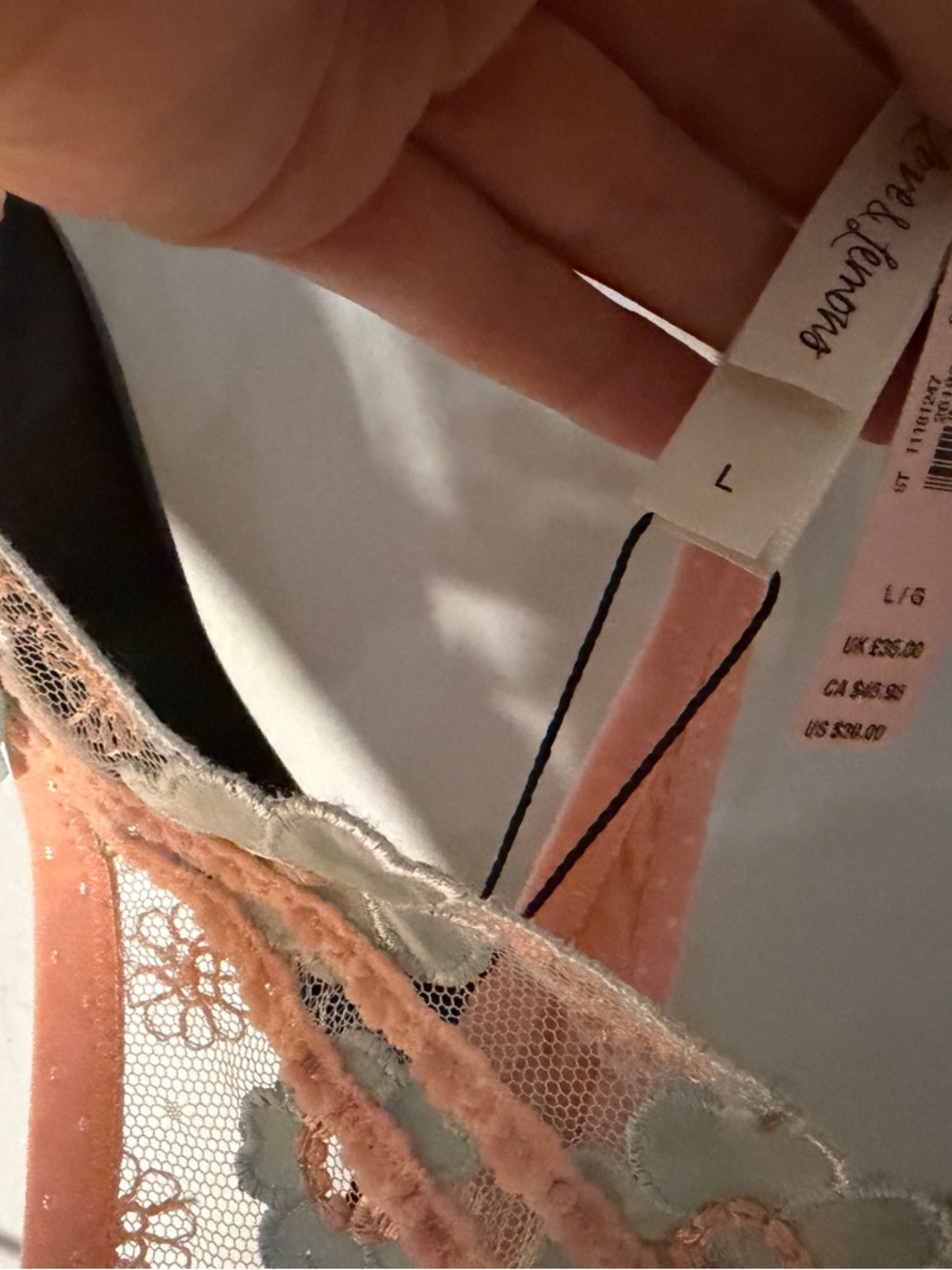For Love and Lemons Delicate Peach & Blue Floral Lace Lingerie Set - Picture 4 of 10